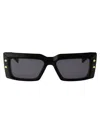 Balmain Imperial Rectangular Chain Sunglasses In 145a Blk - Gld