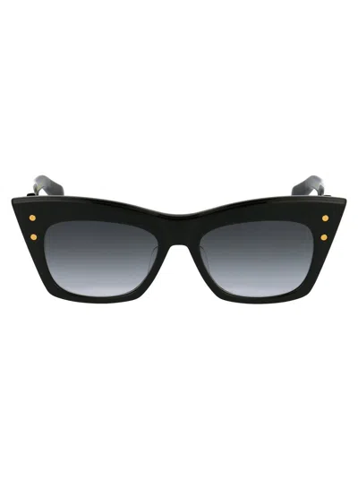 Balmain Sunglasses In Black Black Rhodium W/dark Grey To Clear Ar