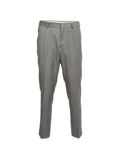 Pre-owned Balmain Super 120's Slim-fit Wool Trousers In Gray