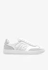 Balmain Swan Leather Low-top Sneakers In White