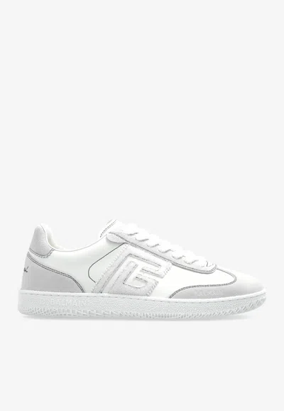 Balmain Swan Leather Low-top Sneakers In White