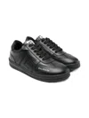 Balmain Swan Leather Sneakers In Black