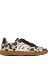 Balmain Swan Snow Leopard-print Suede Low-top Sneakers In Multi