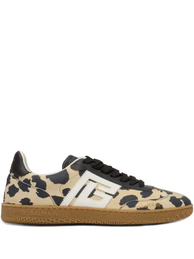 Balmain Swan Leopard-print Sneakers In Neutral