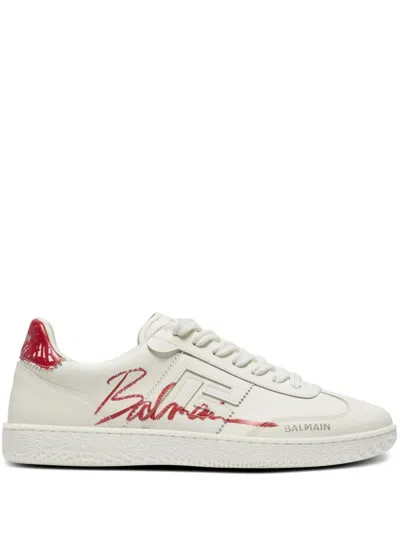 Balmain Swan-lipstick Trainers In White