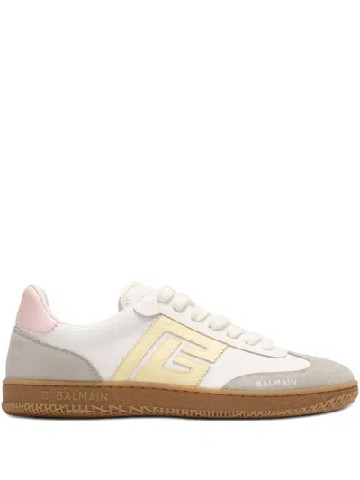 Balmain Swan Trainers In Calfskin And Nylon In Multi
