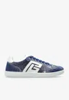 Balmain Swan Low-top Denim Sneakers In Blue