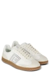 Balmain Swan Sneakers In Suede And Smooth Calfskin In Gac White/ Silver
