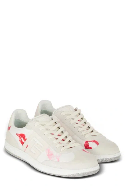 Balmain Swan Low Top Sneaker In White/red