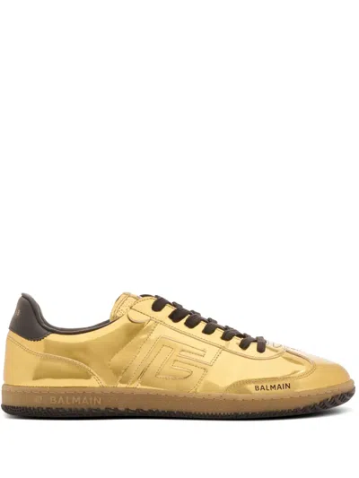 Balmain Verspiegelte Swan Sneakers In Gold