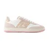 Balmain Swan Suede-trimmed Leather Sneakers