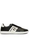 Balmain Swan Sneakers Smooth Leather Rubber Sole In Black