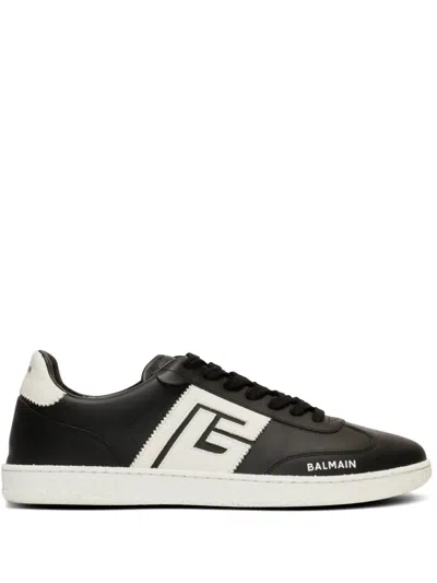 Balmain Swan Sneakers Smooth Leather Rubber Sole In Multi