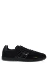 Balmain Swan Suede Low-top Sneakers In Black