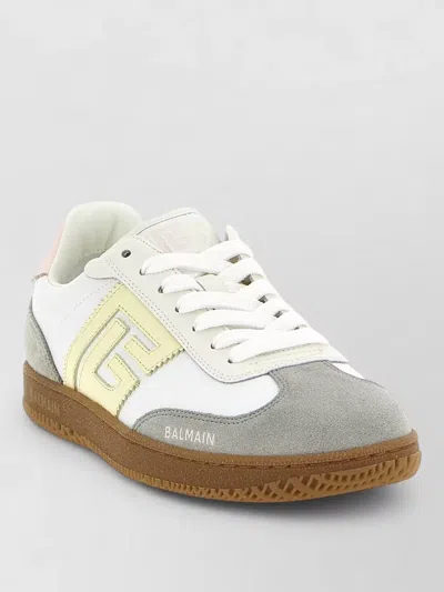 Balmain Swan Sneakers Contrast Panels Rubber Sole In Gray