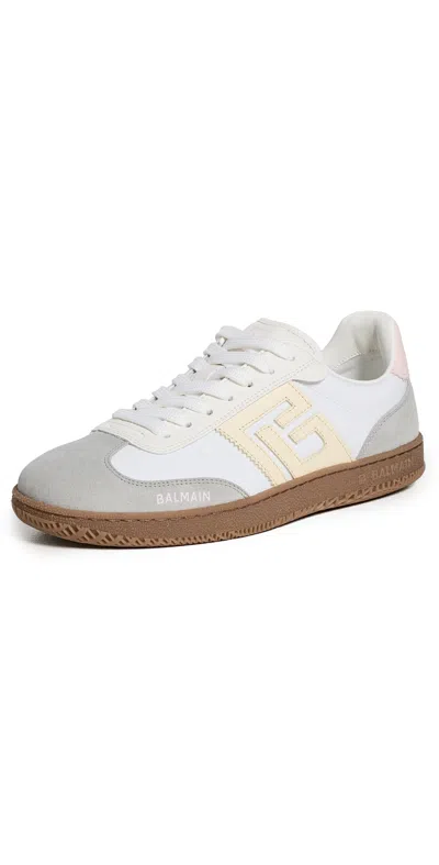 Balmain Swan Trainers In Calfskin And Nylon In Multi