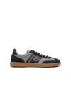 Balmain Low Top Sneakers Round Toe Suede Panels In Gray