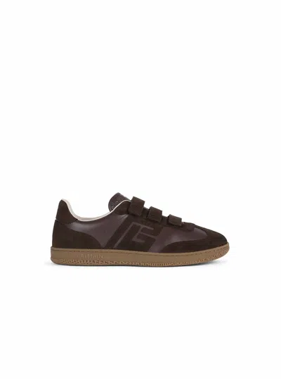Balmain Swan Sneakers In Smooth Leather And Suede In Brown