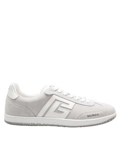 Balmain Swan Sneakers In Suede And Smooth Calfskin In White