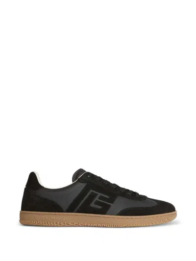 Balmain Swan Sneakers In Suede And Smooth Leather In Black