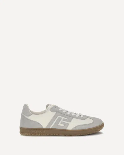 Balmain Swan Sneakers In Suede And Smooth Leather In Gray