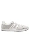 Balmain Swan Sneakers In White Suede In Gray