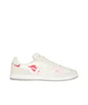 Balmain Swan Sneakers In Leather And Suede Color White And Red In White