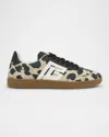 Balmain Swan Snow Leopard-print Suede Low-top Sneakers In Multi