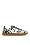 Balmain Swan Snow Leopard-print Suede Low-top Sneakers In Multi