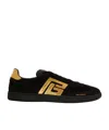 Balmain Swan Suede And Patent Leather Trainers In Black