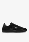 Balmain Swan Suede Low-top Sneakers In Black