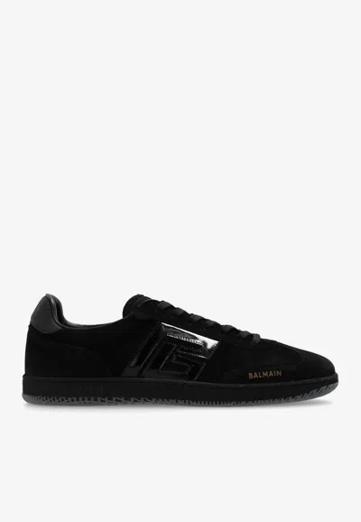 BALMAIN SWAN SUEDE LOW-TOP SNEAKERS