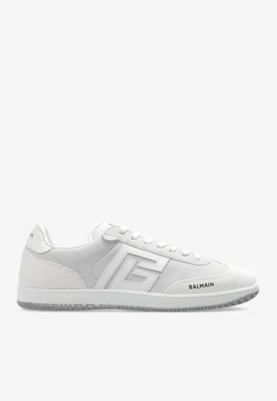 Balmain Swan Suede Low-top Sneakers In White