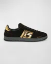 Balmain Swan Suede Mirror Low-top Sneakers In Ead Noiror