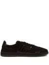 Balmain Swan Suede Low-top Sneakers In Black