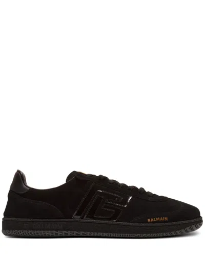 Balmain Swan Suede And Patent Leather Sneakers In Multi