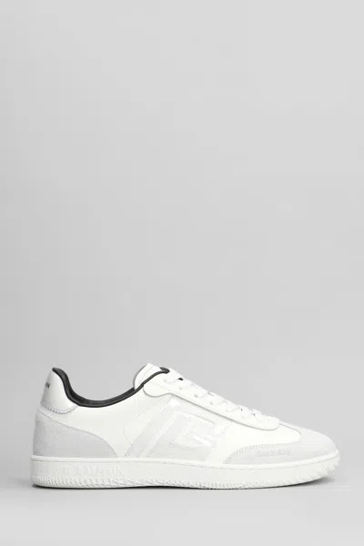 Balmain Swan Suede Sneakers In White Suede And Leather