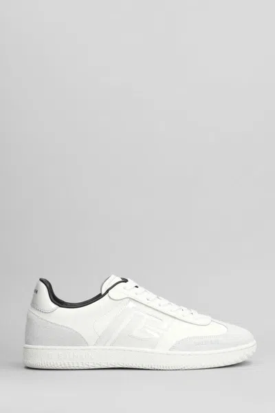 Balmain Swan Suede Sneakers In White