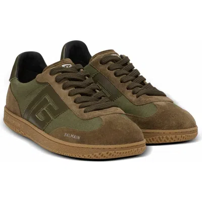 BALMAIN BALMAIN SWAN TRAINERS IN LEATHER AND CANVAS