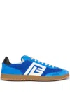 Balmain Suede-bouclé Swan Sneakers In Blue