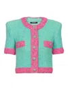 Balmain Short-sleeved Sweater In Azul Claro