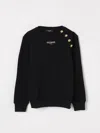 Balmain Black Sweatshirt For Girl With Logo In Black