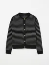 Balmain Striped Cardigan In Black