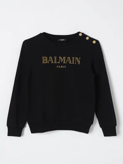 Balmain Cotton Blend Velvet Crewneck Sweatshirt In Schwarz