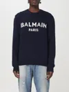 Balmain Logo Cotton Sweatshirt In Marine