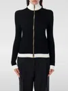 Balmain Two-tone Openwork And Ribbed Knit Cardigan In Black