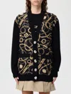 Balmain Chain Print Silk And Wool Cardigan In Black