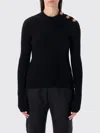 Balmain Black Ribbed Wool Sweater With Gold Buttons In Black