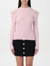 Balmain Knitwear Crew Neck Sweater With Gold-tone Buttons In Black
