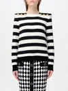 Balmain Striped Jersey Top Women In Schwarz